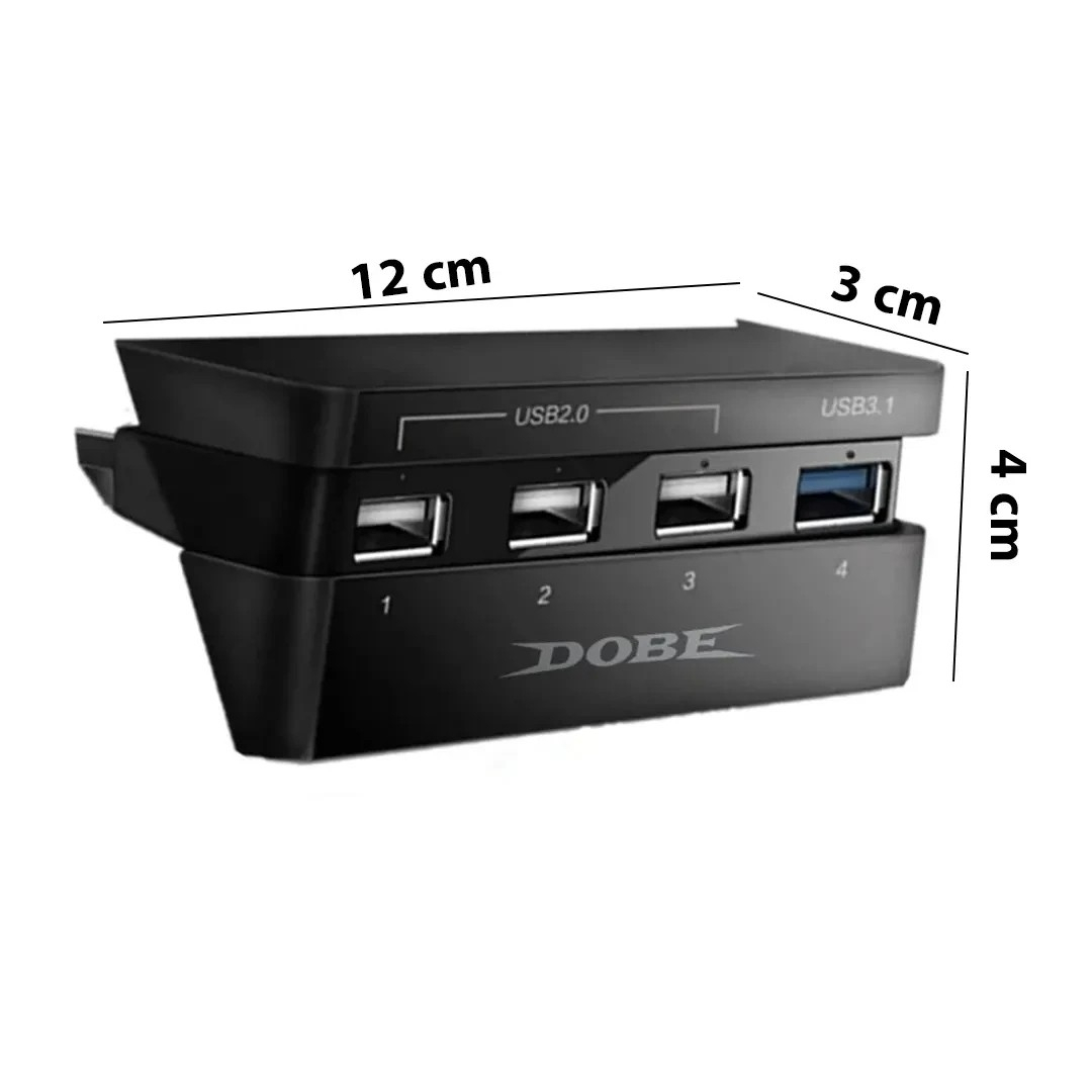 Sony Playstation PS4 Slim Multiport Adapter Hub mit 3x USB 2.0 / 1x USB 3.1 Erweiterung - Schwarz
