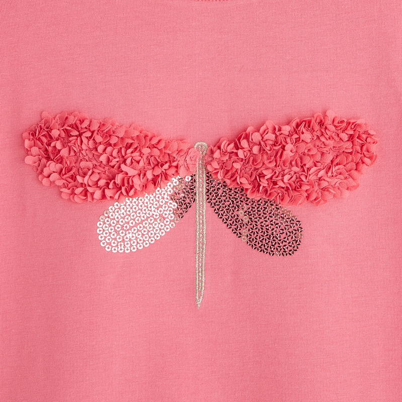 T-shirt à motif libellule rose fille