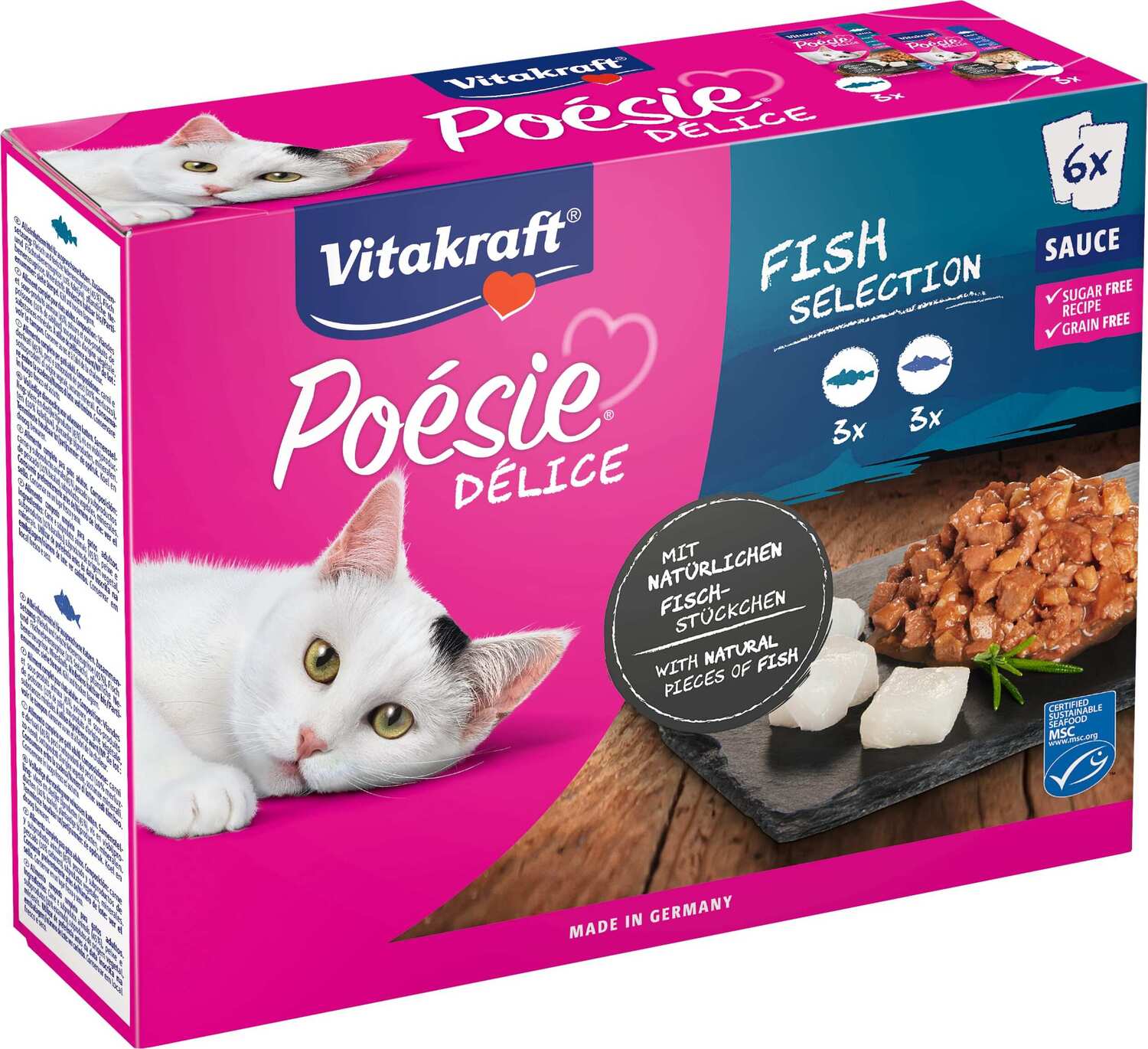 Vitakraft kattenvoer Poésie vis in saus 85 g 6 stuks