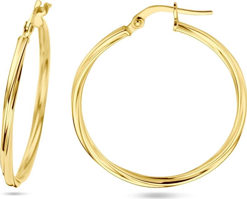 14K Geelgoud - Oorringen - Gedraaide Buis - 2,0 mm