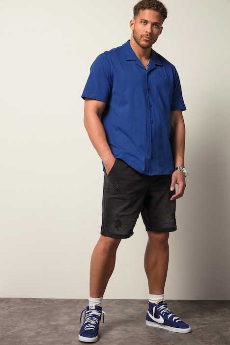 STHUGE Jersey-Hemd, Halbarm, Cuba Kragen, kastiger Fit, bis 8 XL
