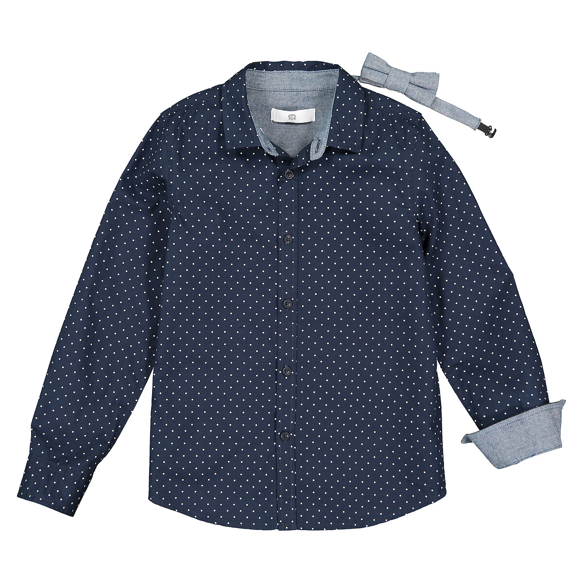 COLEÇÕES LA REDOUTE<br>Camisa estampada, gravata borboleta removível