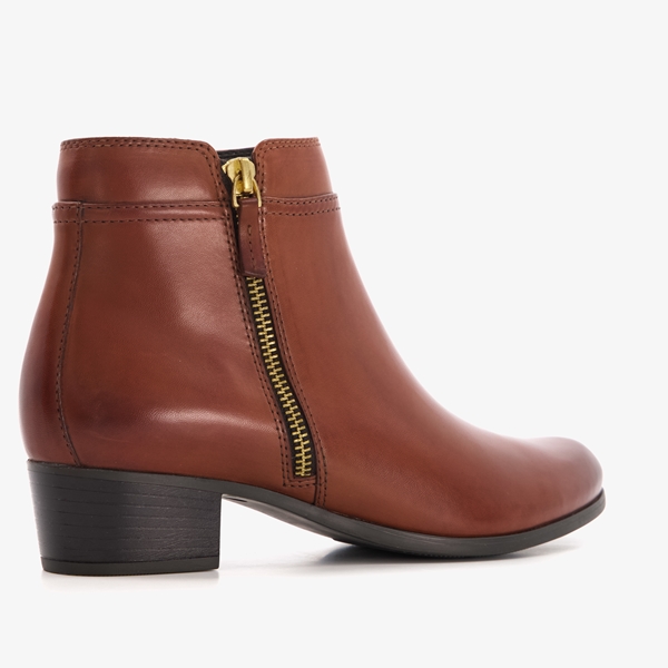 Hush Puppies leren dames enkellaarsjes cognac