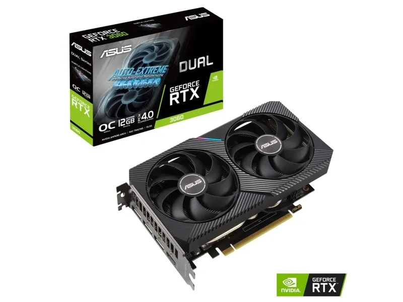 ASUS DUAL-RTX3060-O12G-V2 - OC Edition - grafikkort - GF RTX 3060 - 12 GB GDDR6 - PCIe 4.0 x16 - HDMI, 3 x DisplayPort - LHR
