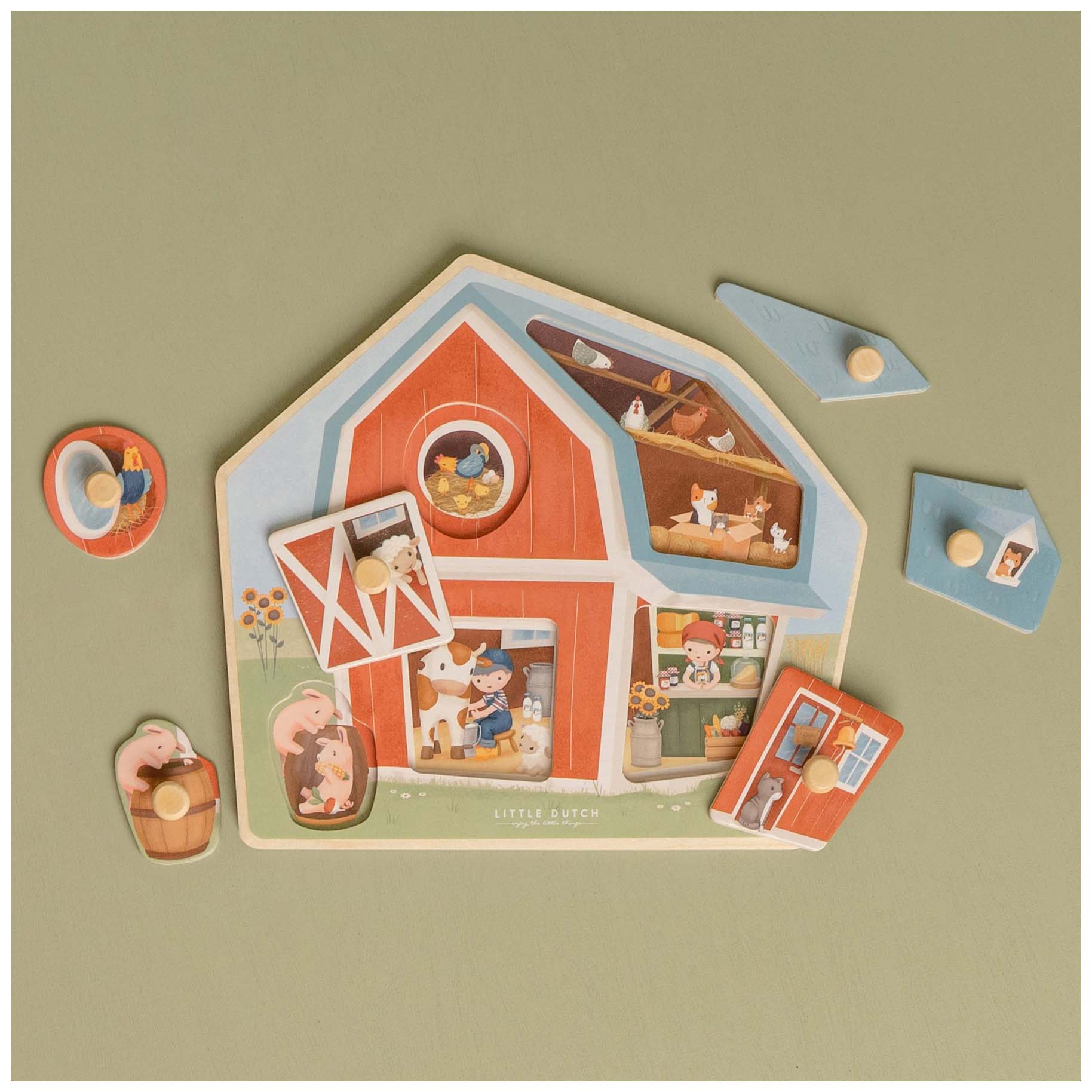 Little Dutch houten puzzel Little Farm multi