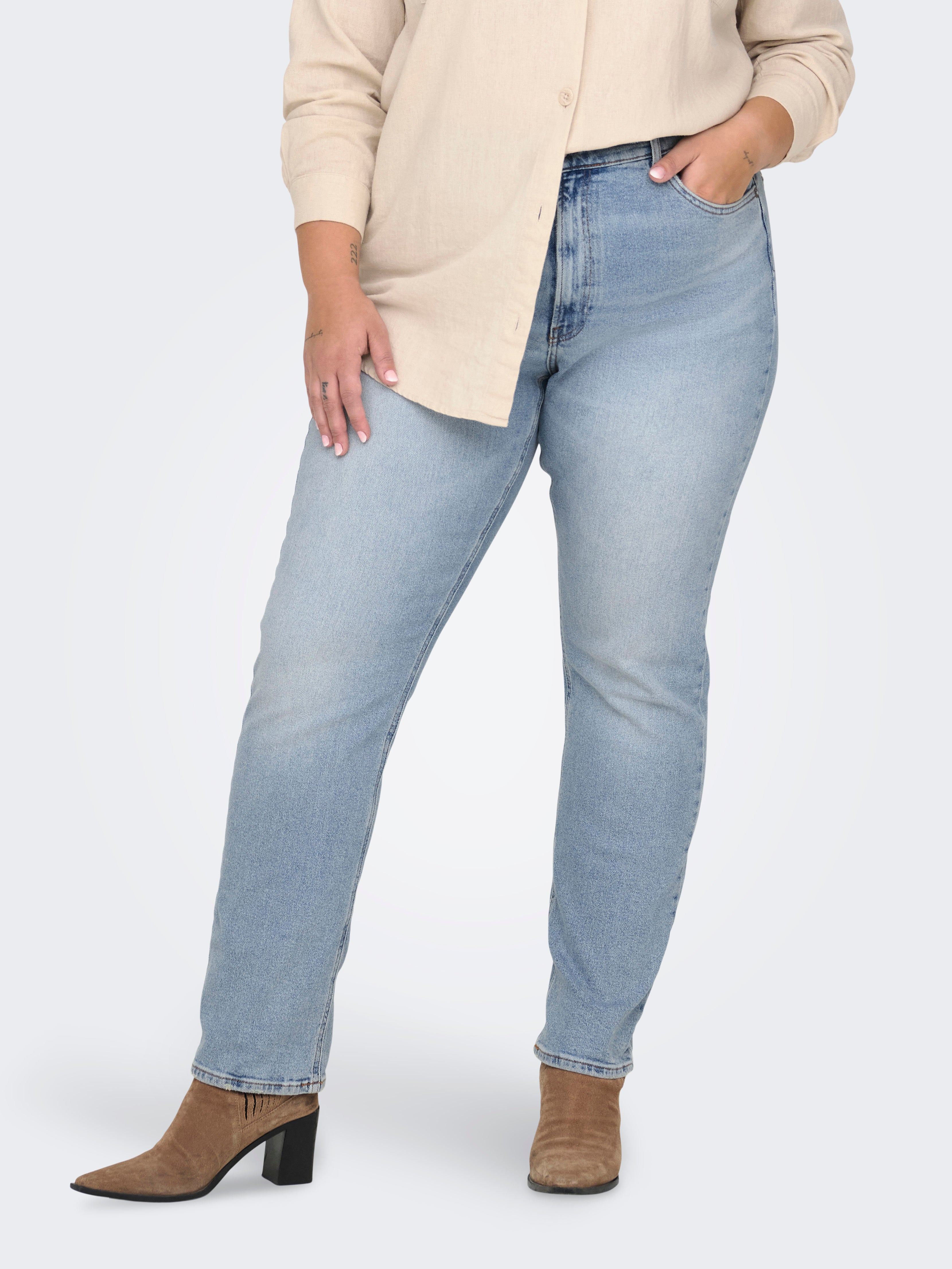 CARBROOME Hohe Taille Gerade geschnitten Jeans Light Blue Denim