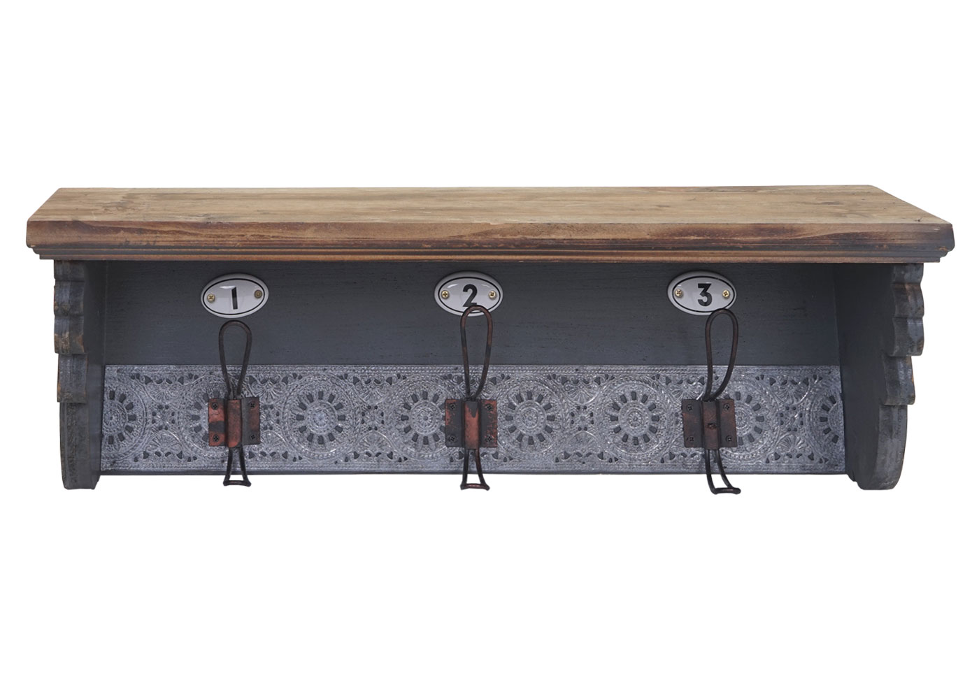 Wandgarderobe MCW-A43, Wandhaken, Tanne Holz massiv Vintage 22x60x18cm