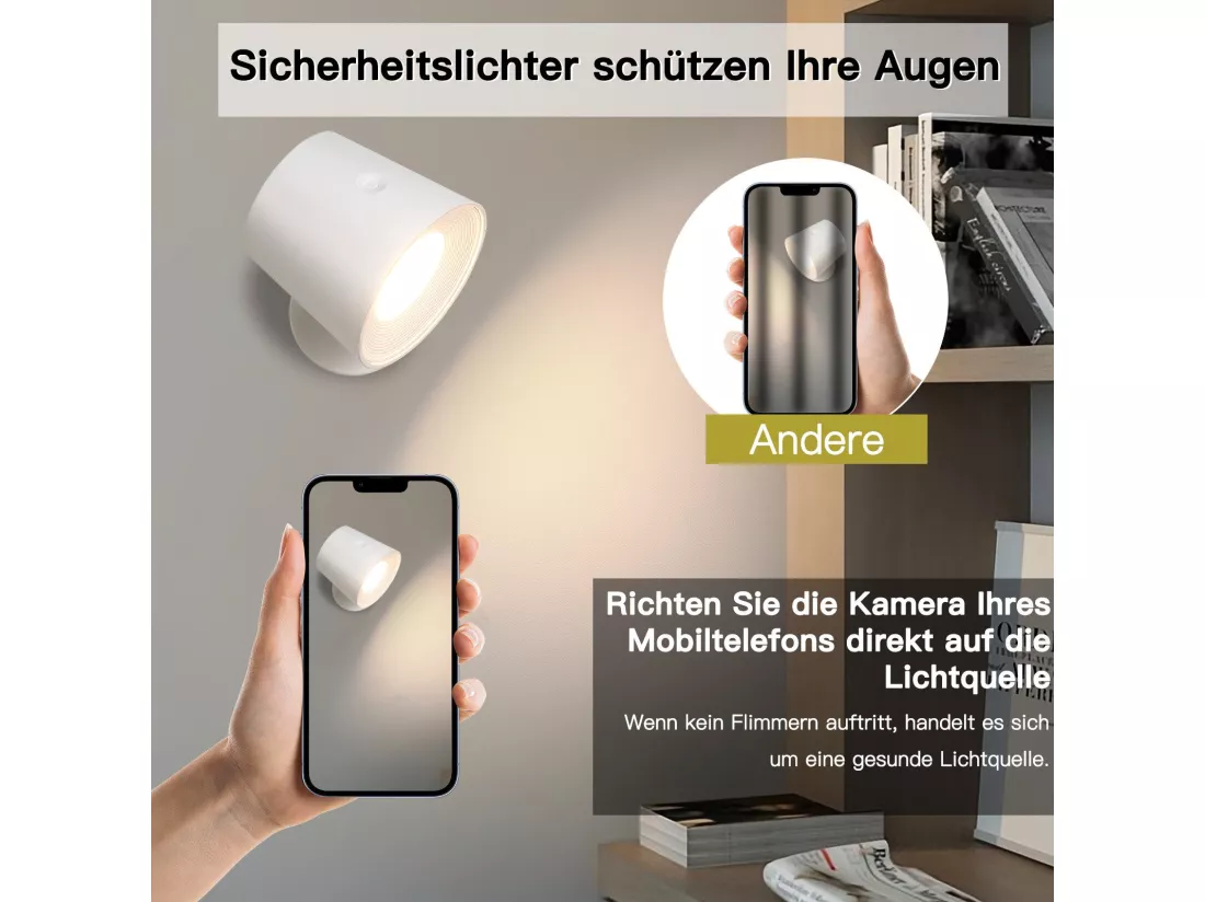 NETTLIFE Applique murale intérieure sans alimentation électrique : Lampe murale LED avec interrupteur eBlanc Sans fil Eclairage mural Touch Variable