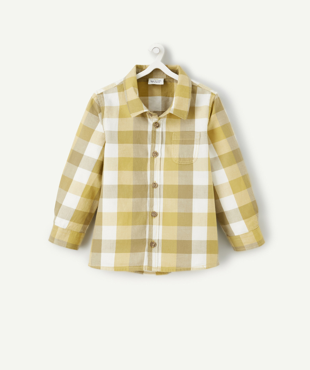 CHEMISE À CARREAUX BÉBÉ GARÇON BLANC ET JAUNE