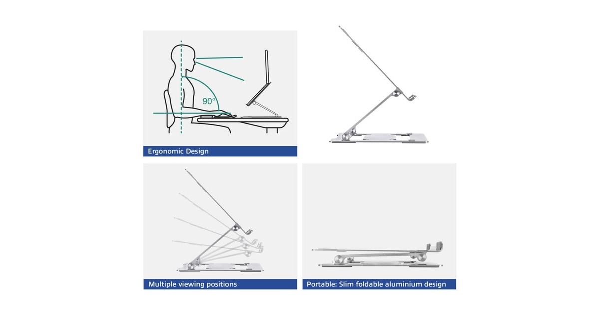 ACT ConnectivityLaptopstandaard aluminium  (Aluminium, Opvouwbaar, traploos in hoogte verstelbaar)