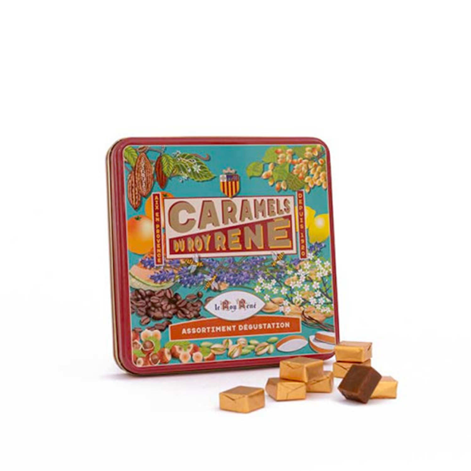 Assortiment de caramels de Provence en boîte fer
