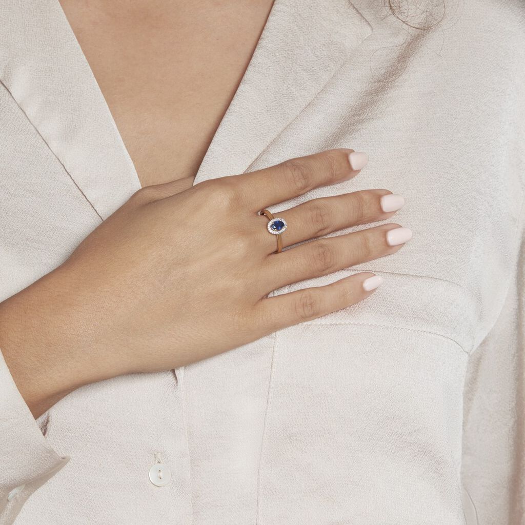 Bague Or Jaune Goulwen Saphir Ovale Et Diamants