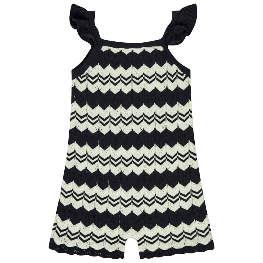 Salopette courte en crochet motifs fantaisie aztèque pour fille