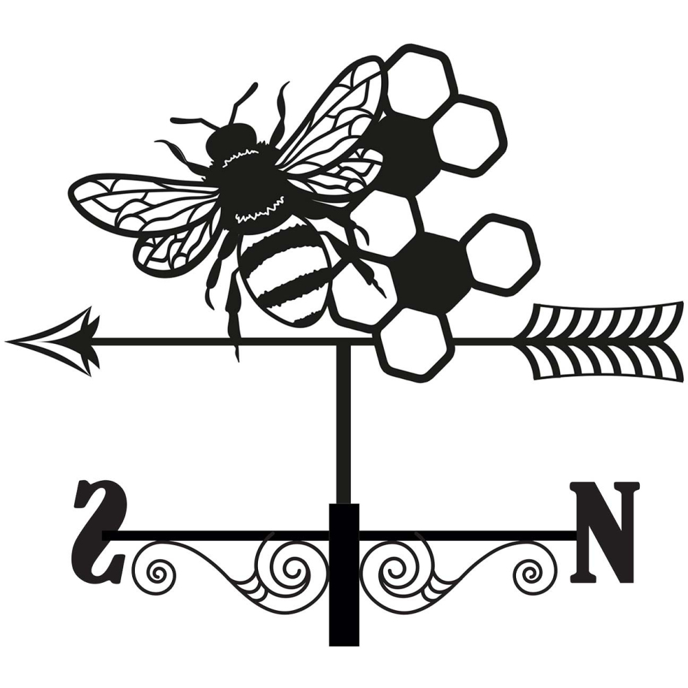 Girouette en acier noir silhouette abeille
