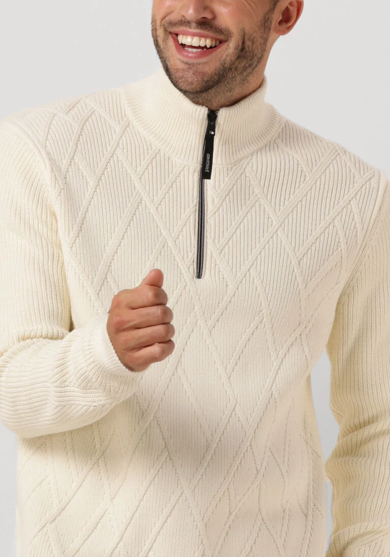 VANGUARD beige vanguard trui half zip collar cotton nylon