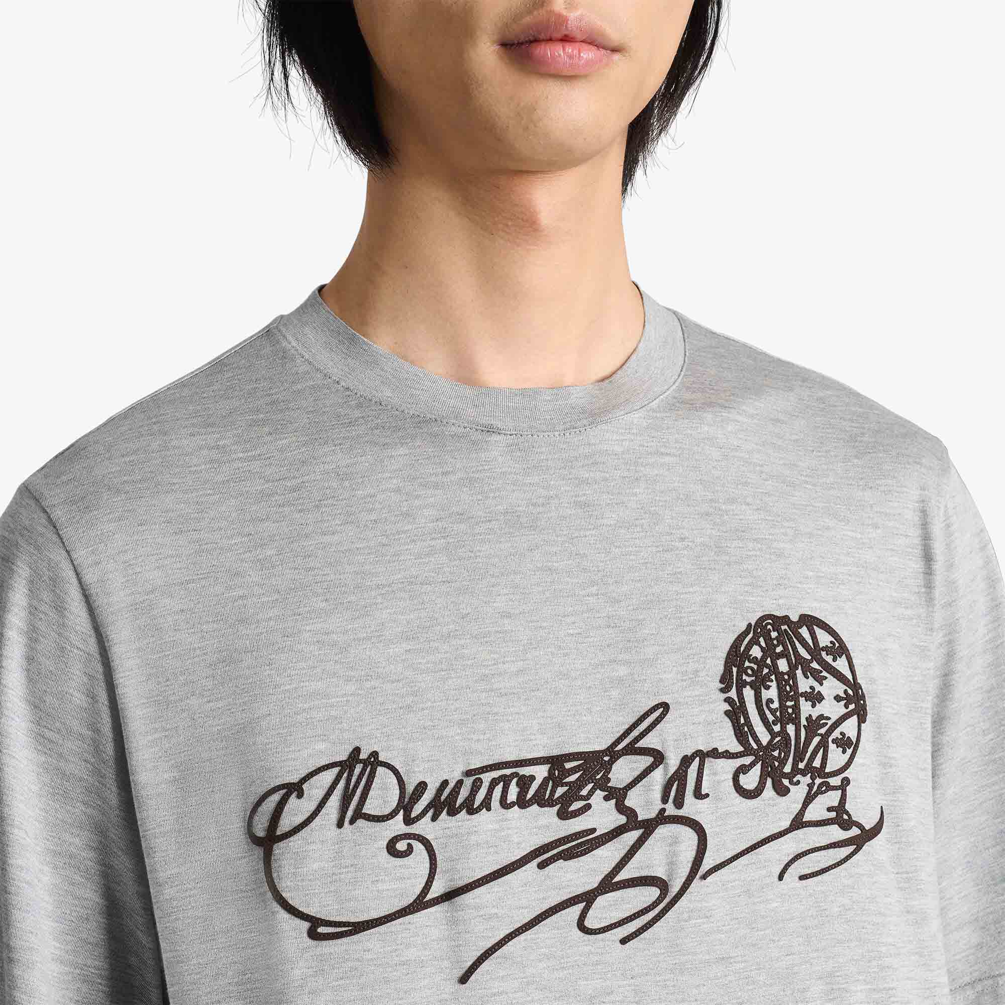 T-Shirt Scritto Avec Effet Suede