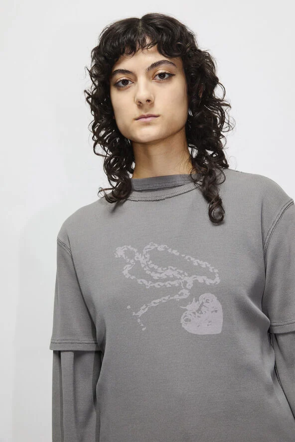 Hope SLIM TEE Granite grey print