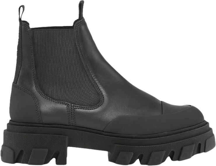 Ganni Cleated Low Chelsea Boot Black Stit Black