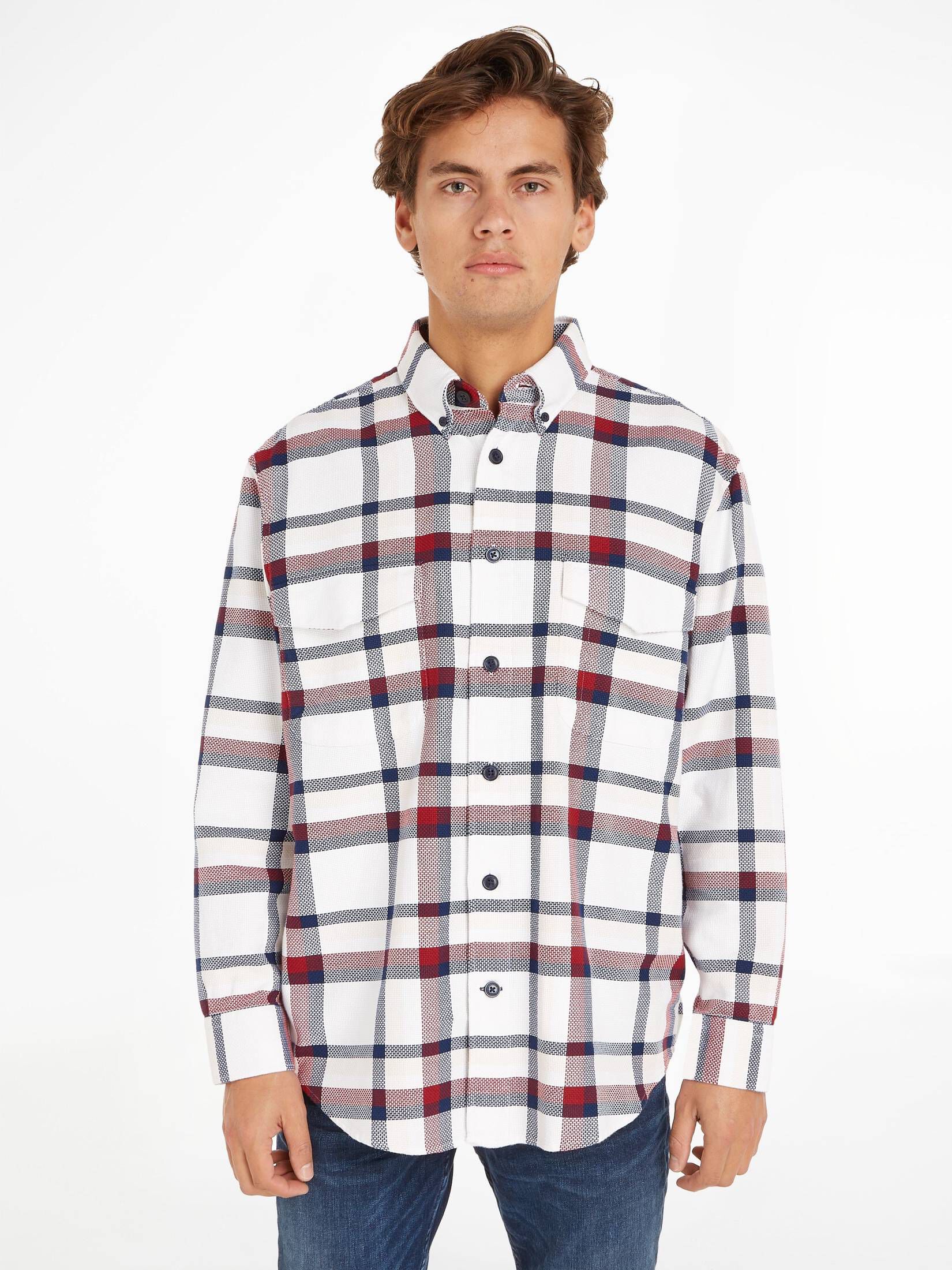Tommy Hilfiger| Herren Hemd GLOBAL STP TEXTURE CHK OVERSHIRT