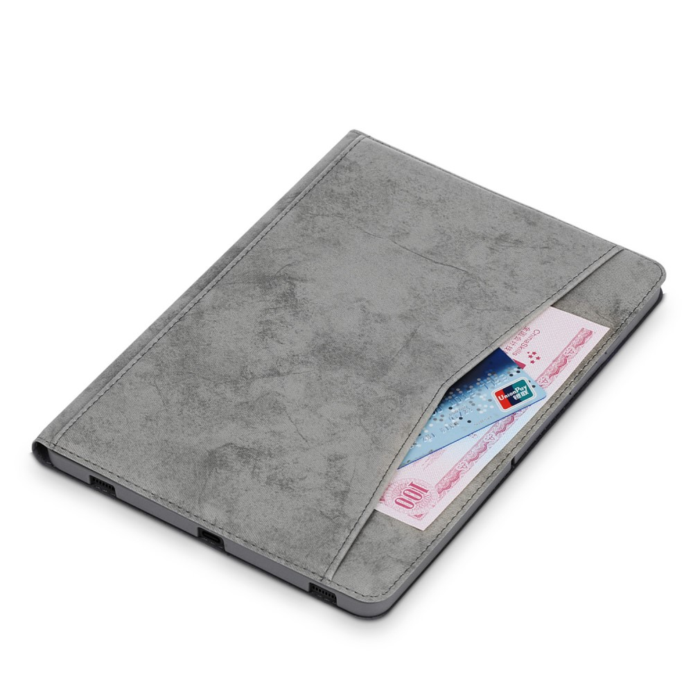 Samsung Galaxy Tab S8  Plus / Tab S7  Plus / Tab S7 FE 5G Vintage Leder Tasche Smart Case Hülle S-Pen Halterung - Grau