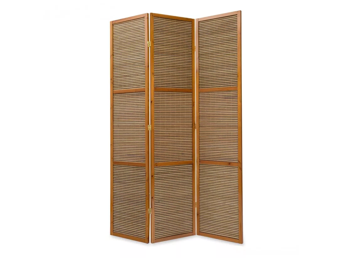 Paravent 3 panneaux marron bois marron 132 x 44 x 200 cm PAR06049