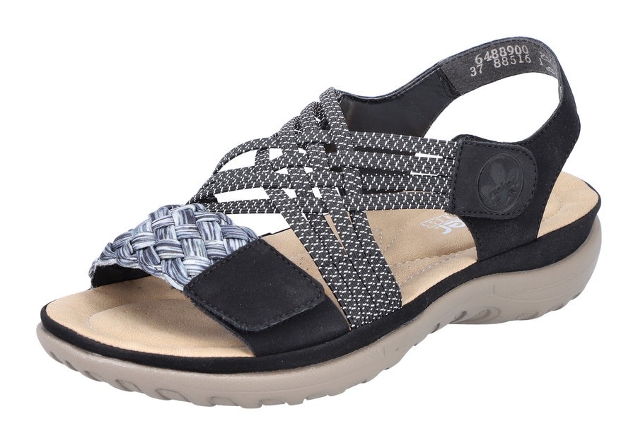 Rieker Riemchensandale  , Sommerschuh, Sandalette, Keilabsatz, mit geflochtener Bandage