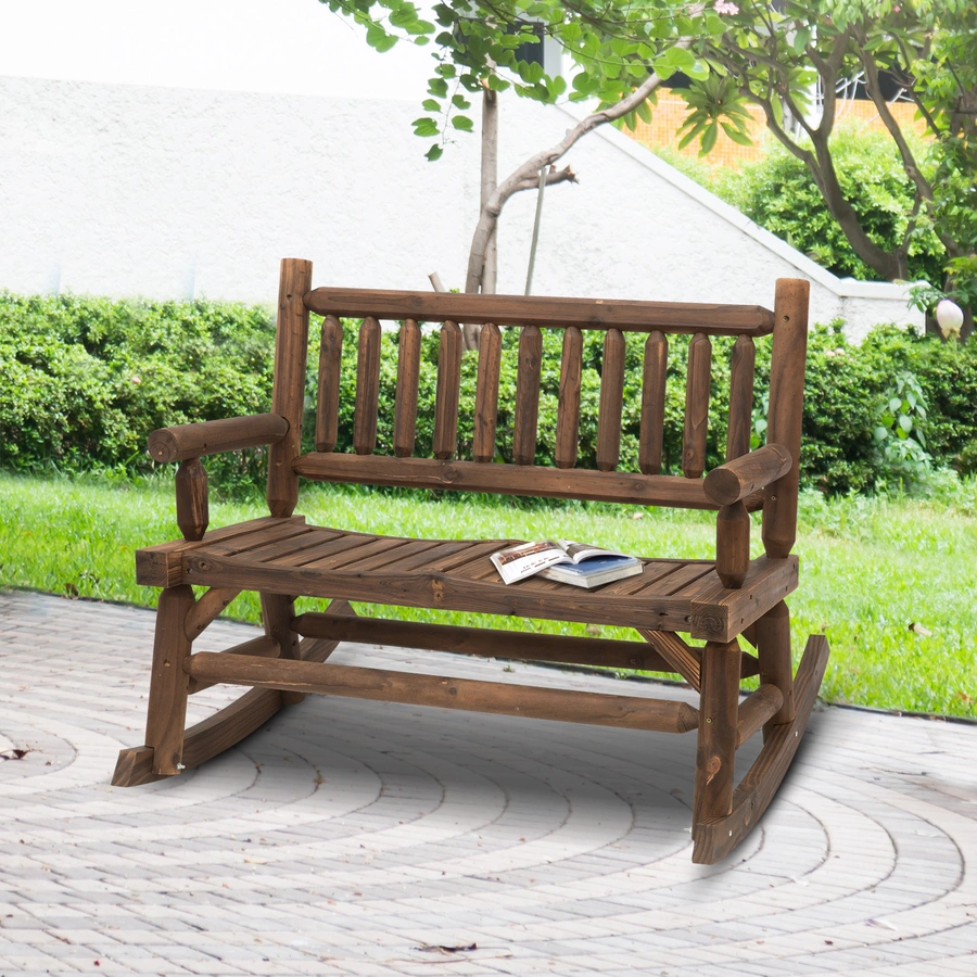 Outsunny Schaukelbank mit Armlehne dunkelbraun