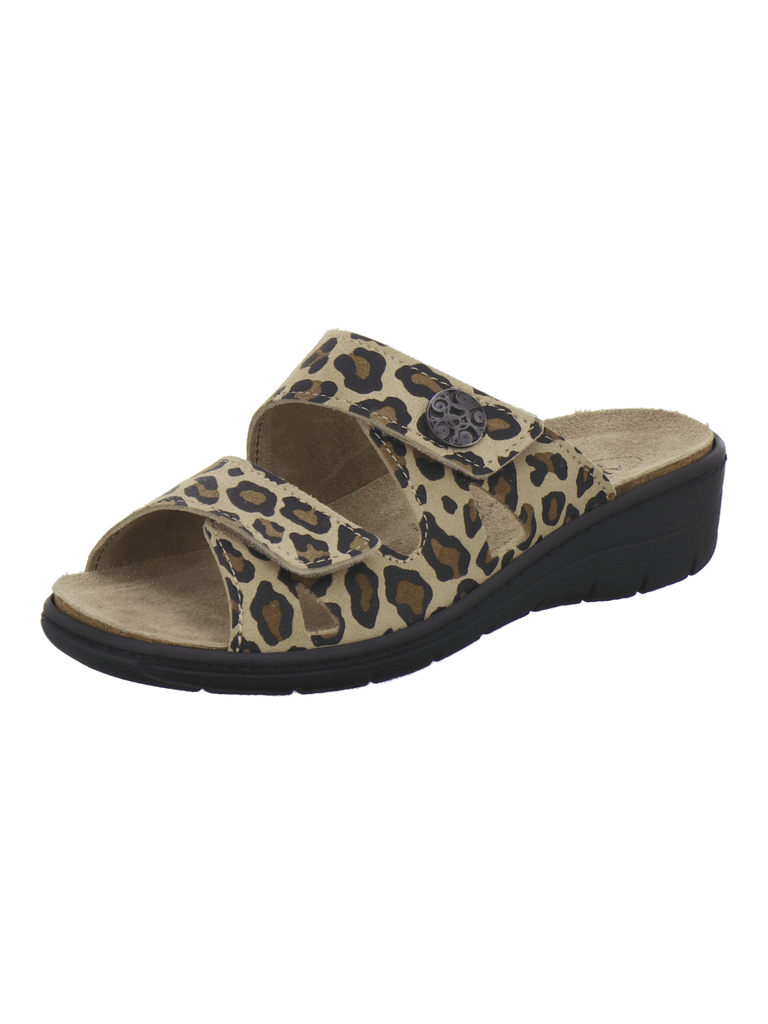 Pantoletten Damen Wechselfußbett leo-beige