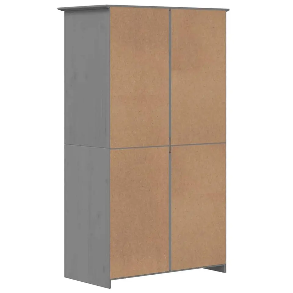 vidaXL - 2-deurs Kledingkast BODO - Massief grenenhout - Grijs - 99x53.5x173 cm