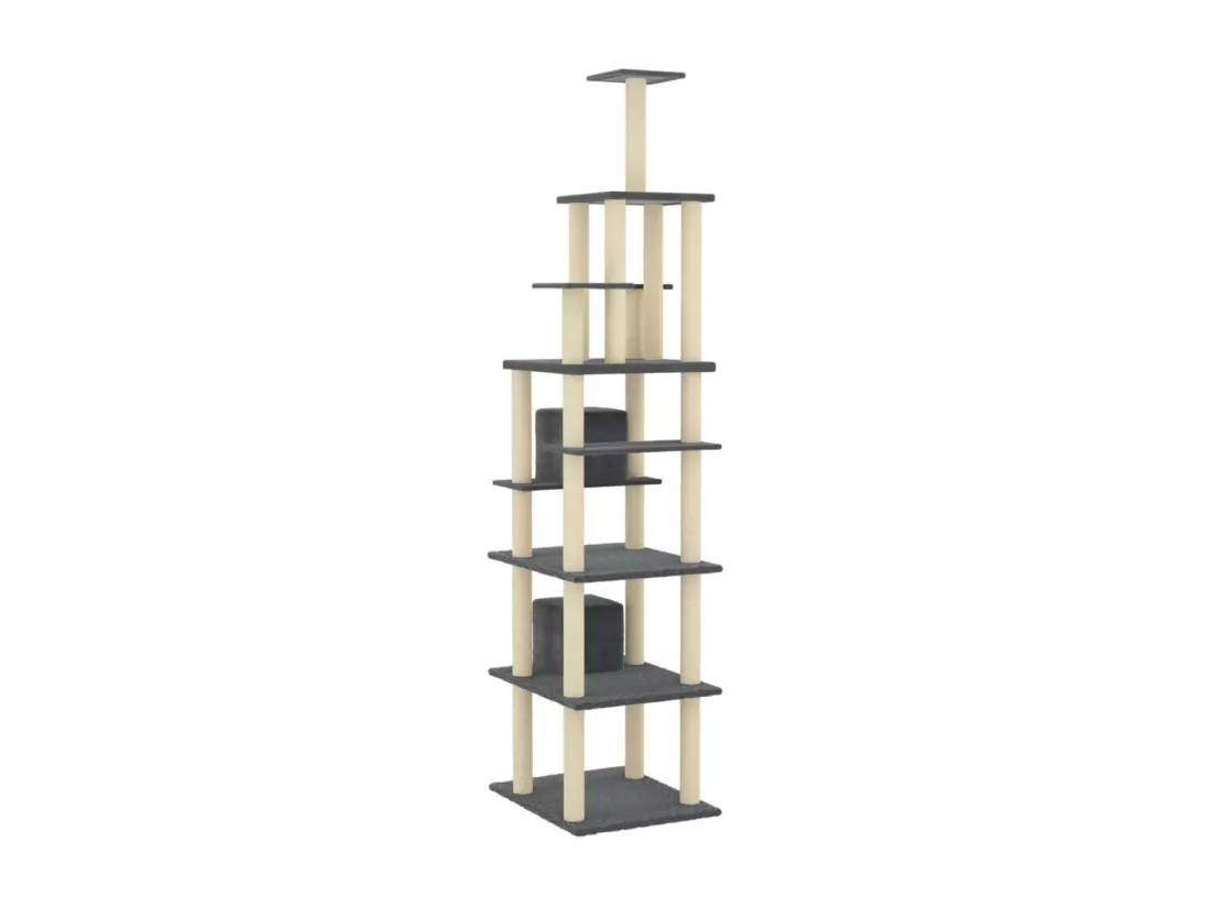 Arbre à chat avec griffoirs en sisal Gris foncé 216 cm