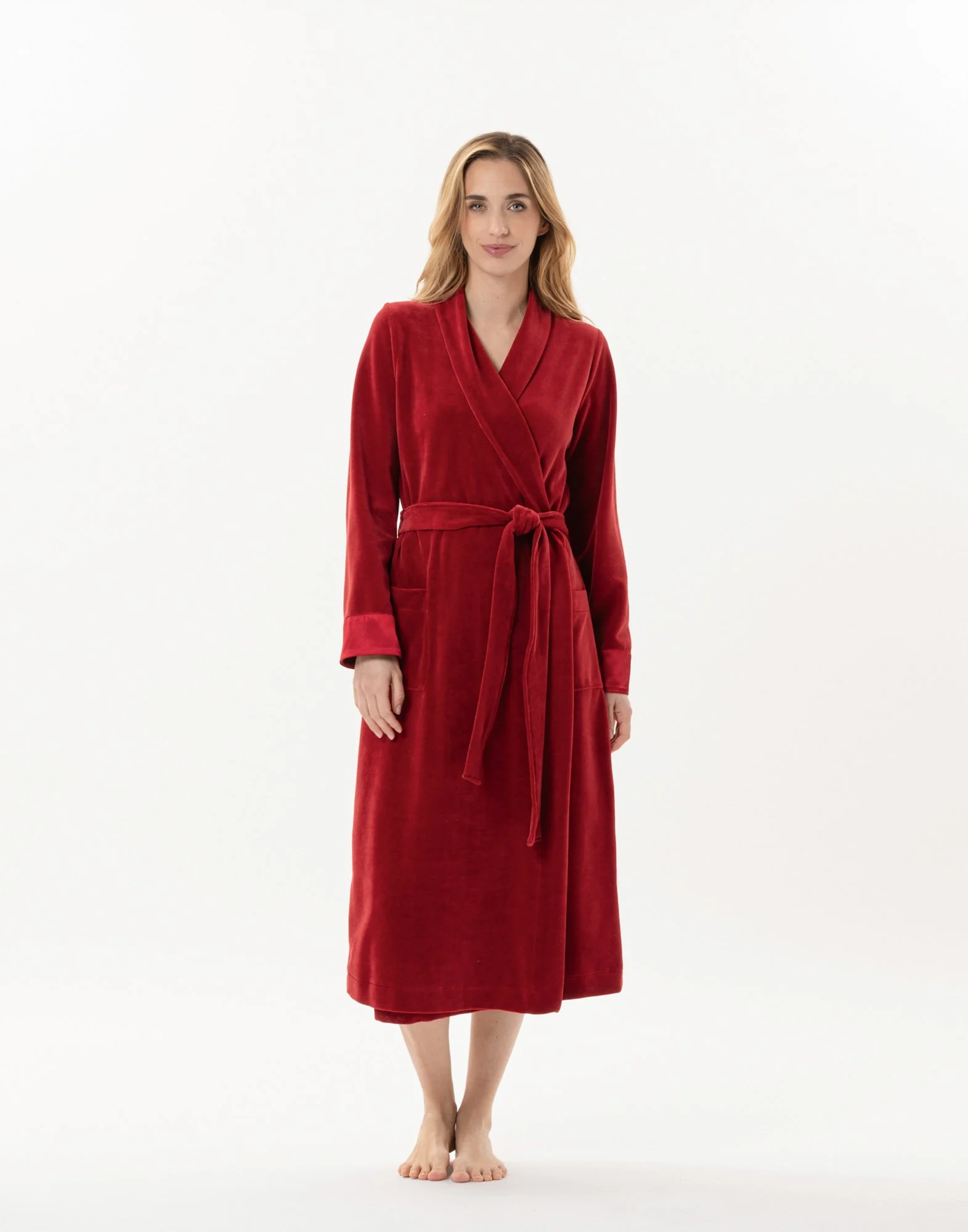 ESSENTIEL 867 - Peignoir en velours | Rouge
