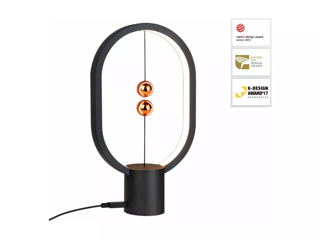 NETTLIFE Lampe de chevet LED noire Lampe de table : Lampe de table Petite lampe magnétique décorative avec USB