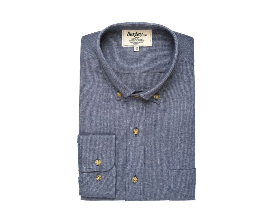 Chemise flanelle bleu denim - Poche poitrine - HARRISON