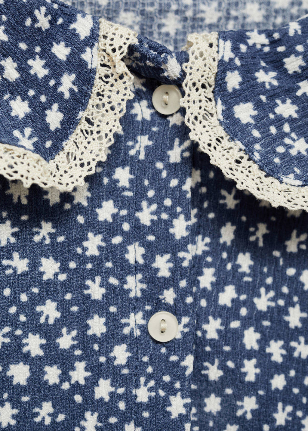 Mango Kids gebloemde blouse blauw/wit