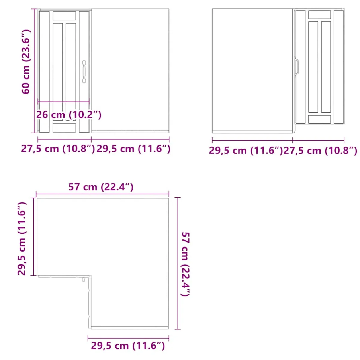 vidaXL Armoire murale d'angle Lucca Blanc Brillant