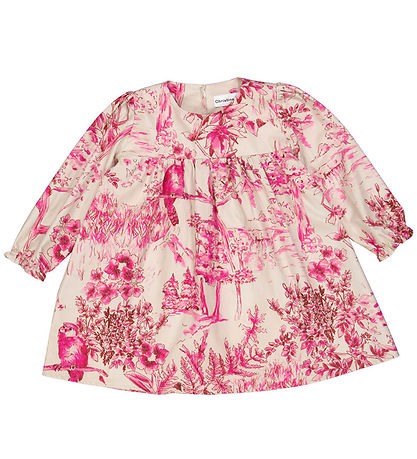 Christina Rohde Kleid - Beige m. Pink Print