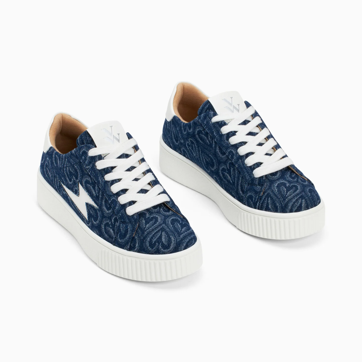 Sneakers-Baskets éclair Enola denim coeur à lacets