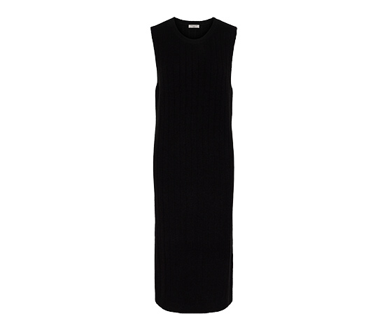 Geripptes Strickkleid, schwarz