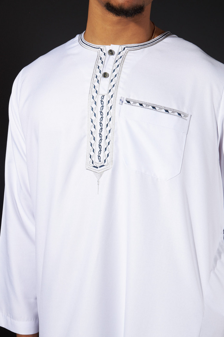 Ensemble 2 pièces qamis + pantalon blanc