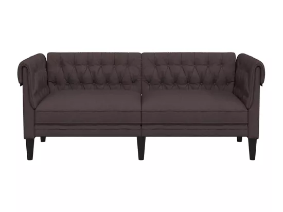 Canapé Chesterfield 2 places marron foncé tissu