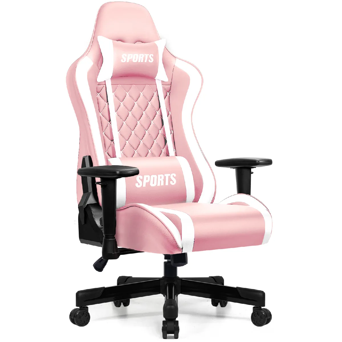 Lexzurn Chaise Gaming - Rose/Blanc