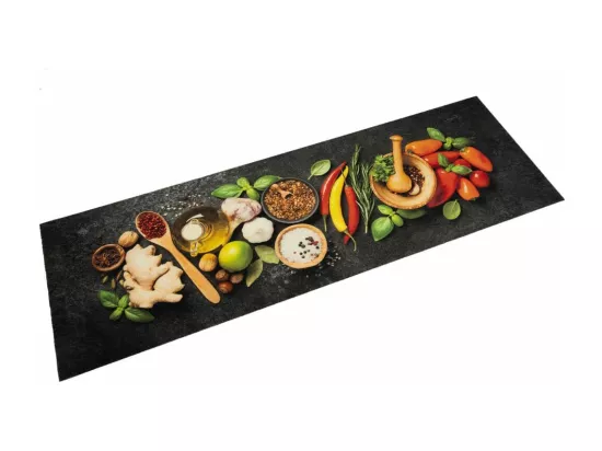 Tapis de cuisine lavable impression d'épices 60x180 cm velours