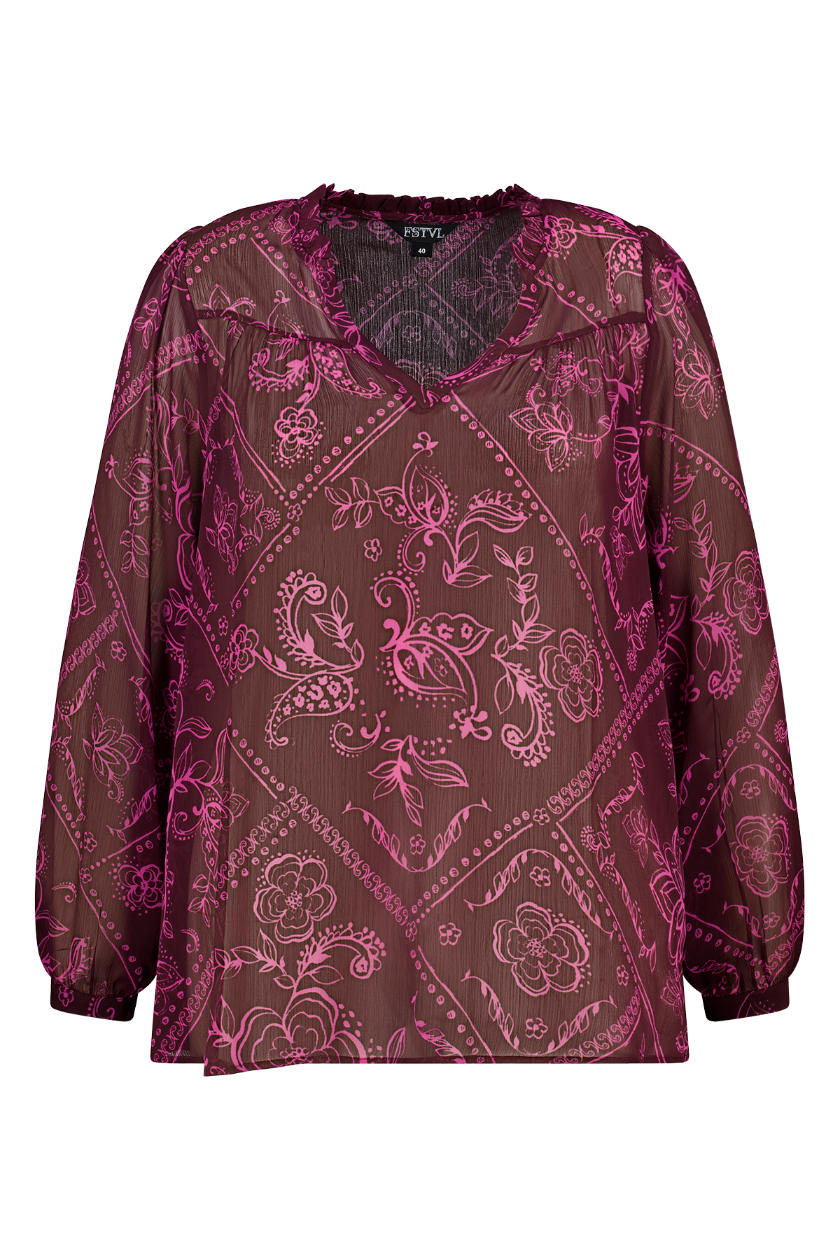 Sheer blouse met print Multi Pink