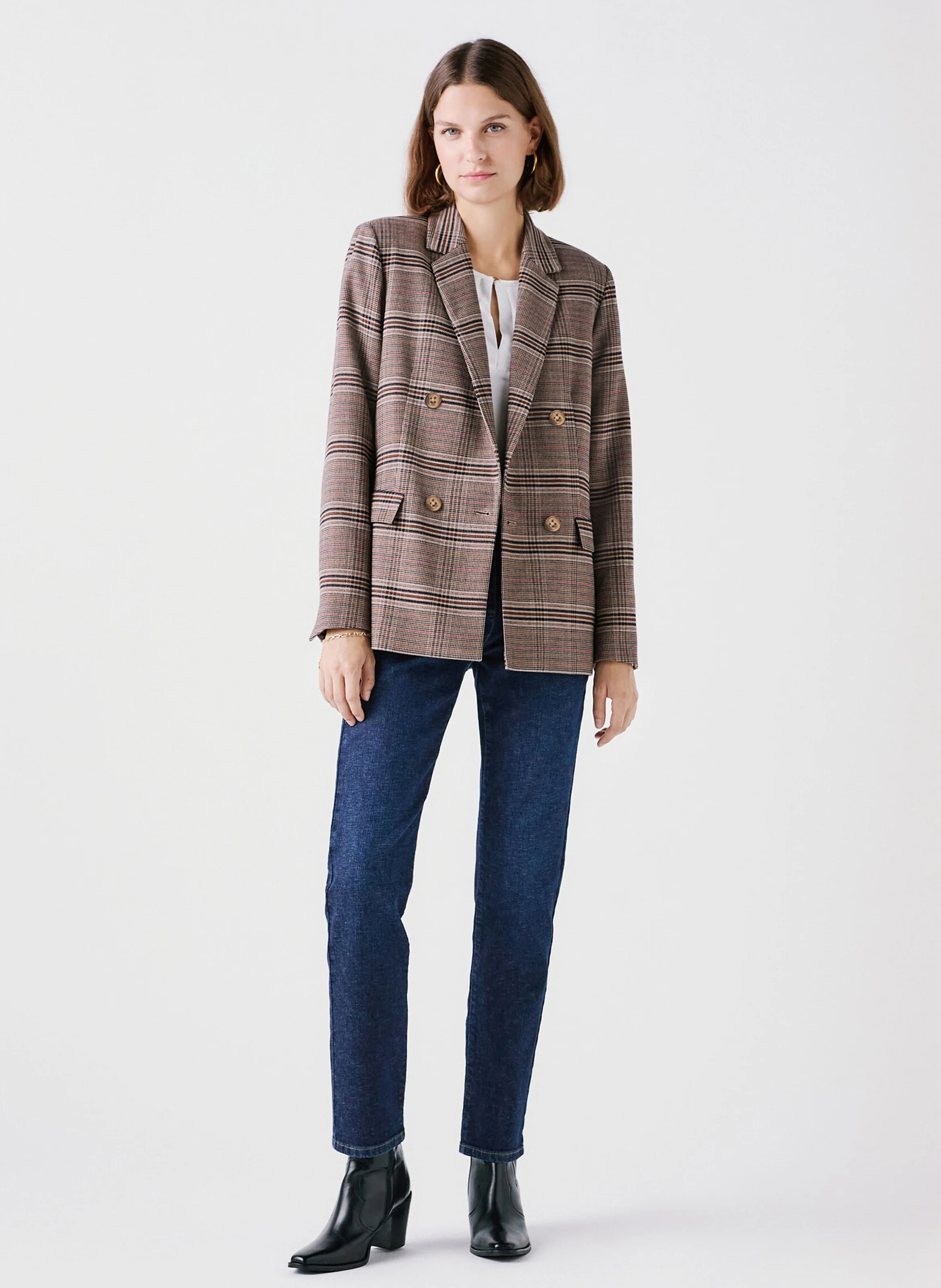 VENEZIANA - Veste droite à carreaux | Marron