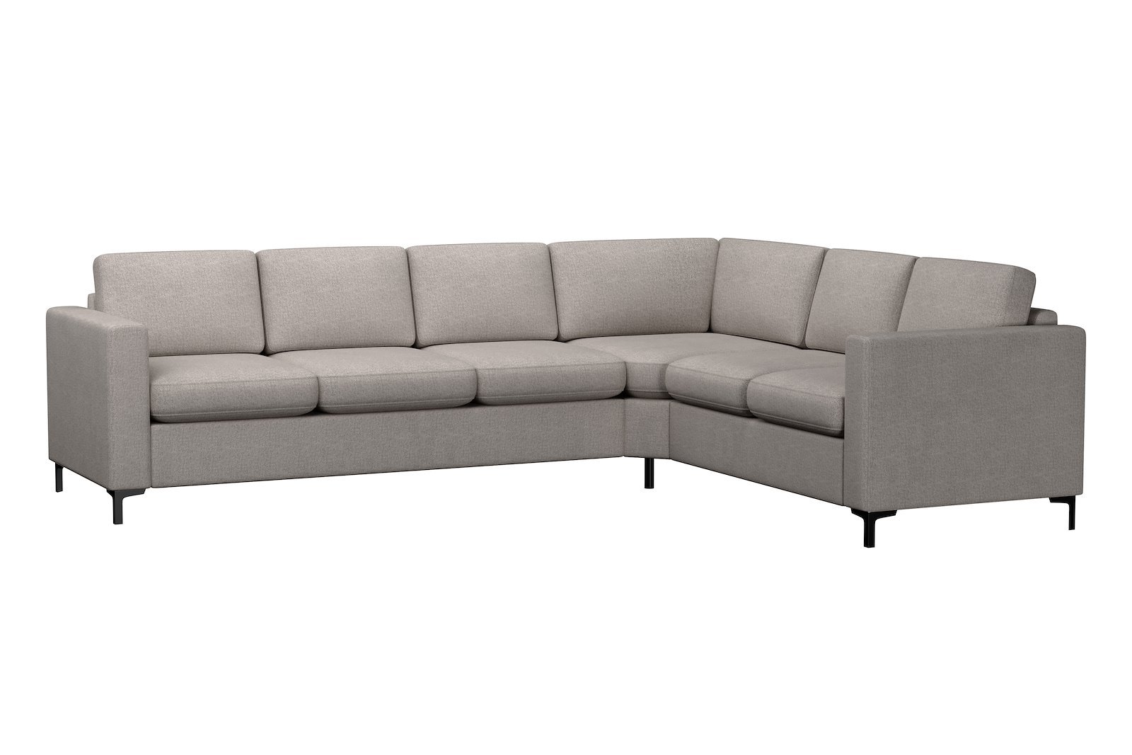 Ask hjørnesofa 32 hjørnesofa. Big hjørnemodul. Tekstil Nordic 16 Ash med sorte metallben