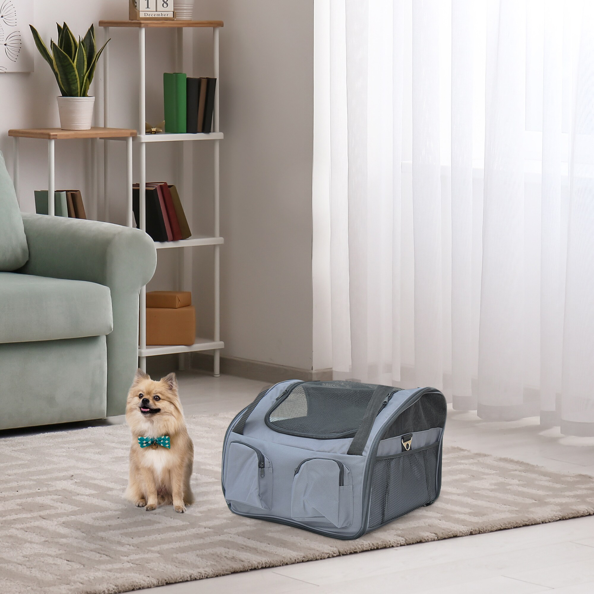 PawHut Hundebox fürs Auto faltbar grau 41 x 34 x 30 cm (LxBxH)