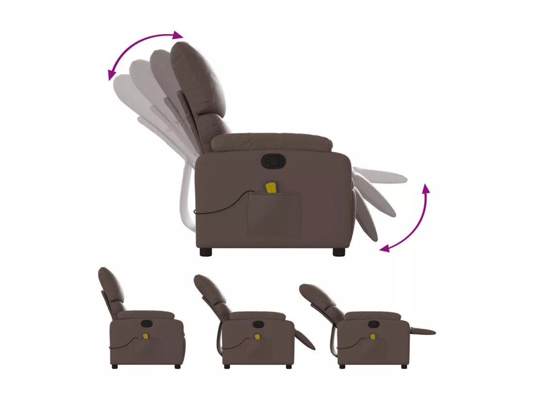Fauteuil massant inclinable Marron Similicuir