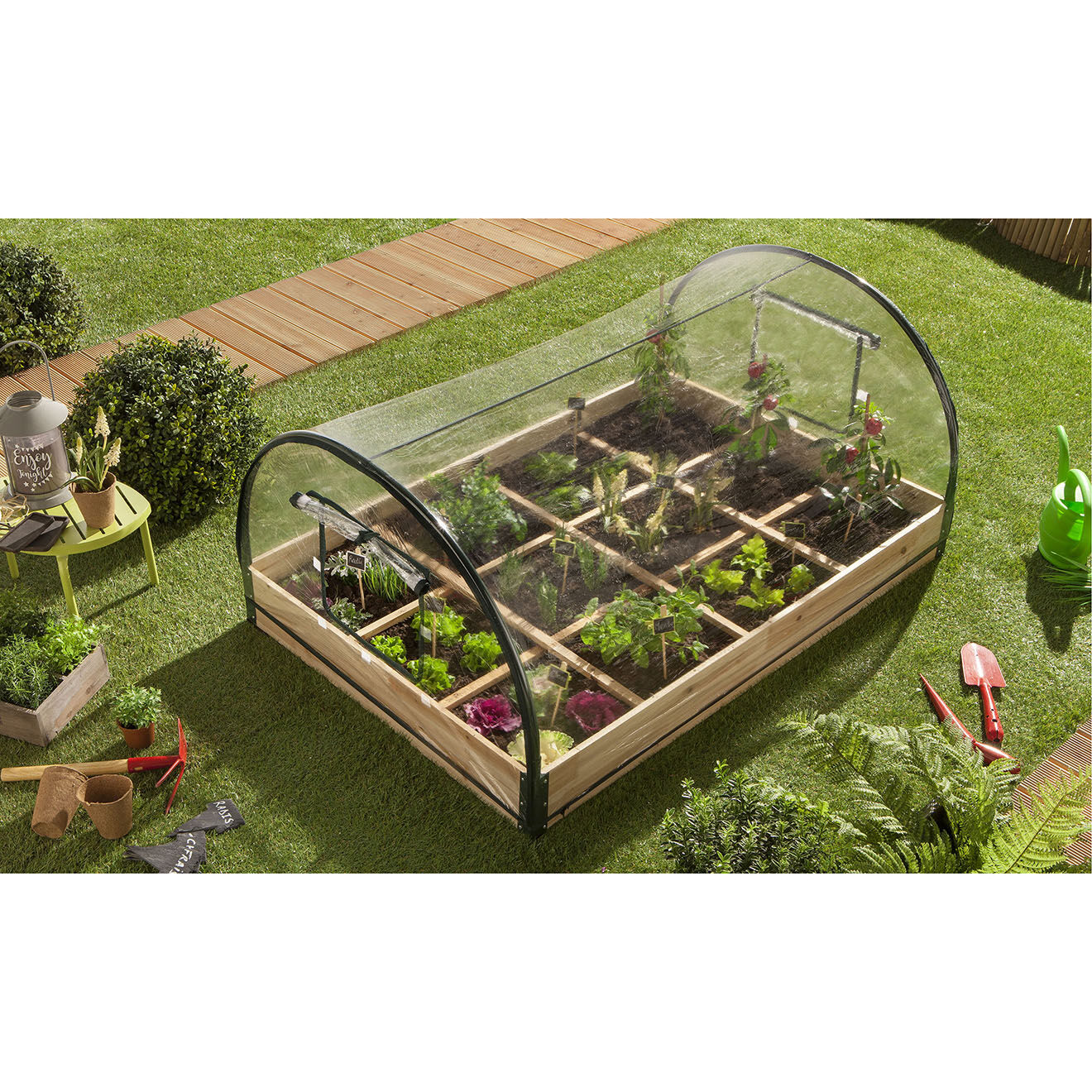 Pratik Garden Serre de potager 12 compartiments aroma marron - 115x80x54 cm