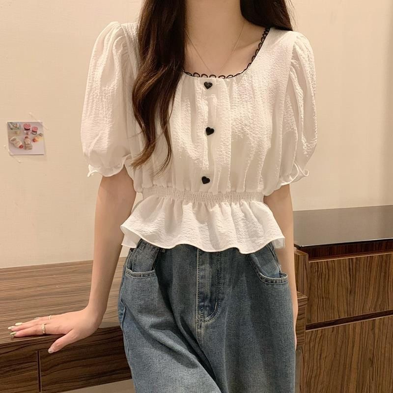 Sisyphi - Blouse met korte mouwen en hartaccent