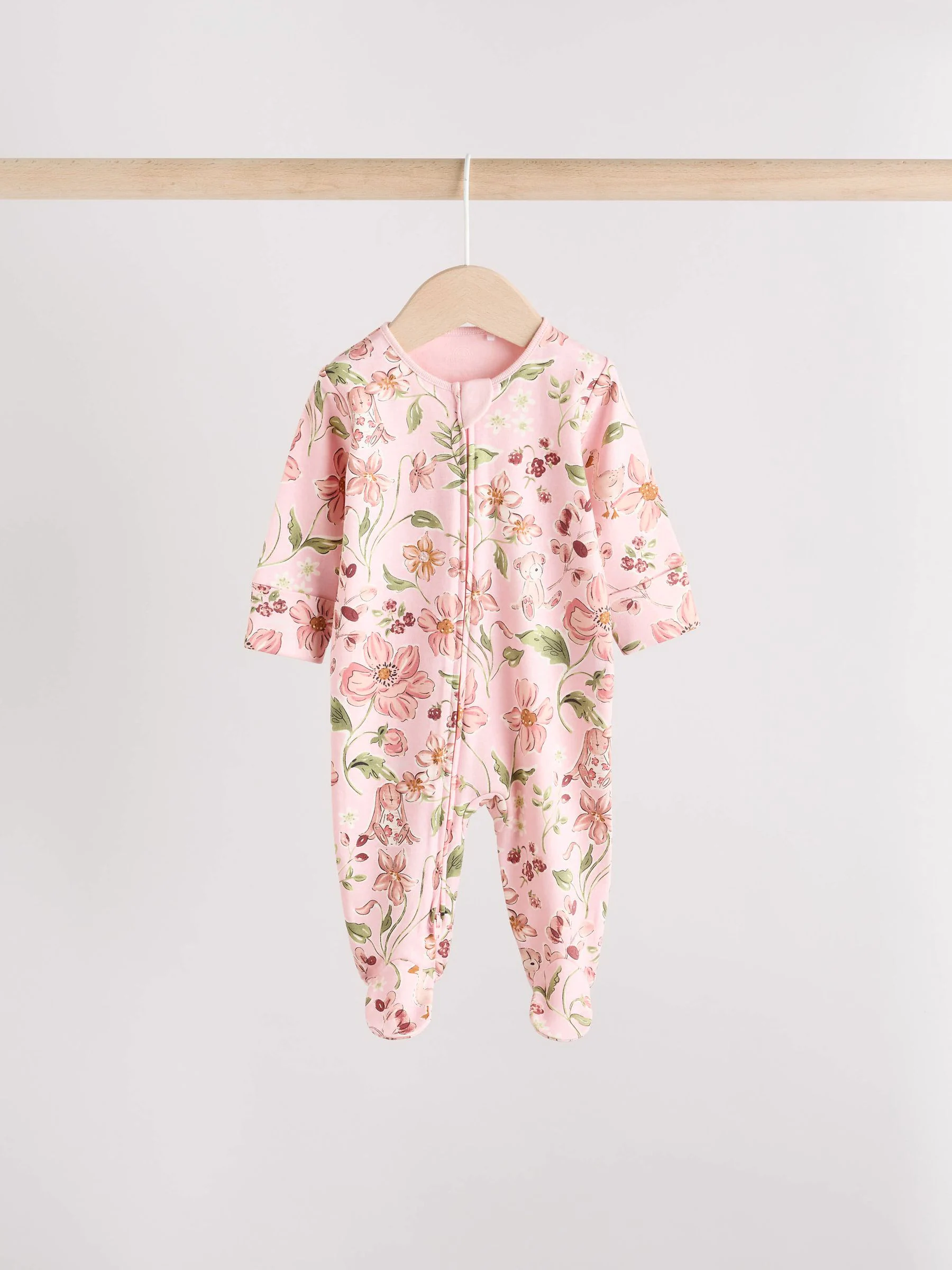Roze - Verpakking van 3 babypyjama's met tweewegrits (0-2jr)